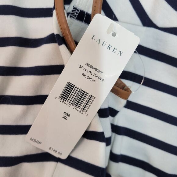 Lauren Ralph Lauren blue/cream striped midi sleeveless midi Dress, size XL - Picture 5 of 5